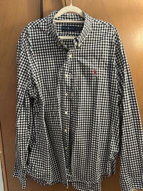 Ralph Lauren Black and White Gingham Button-Down Shirt